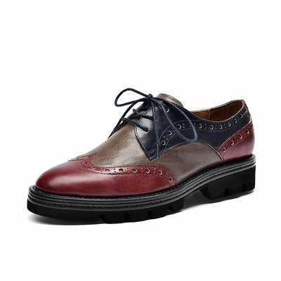 BeauToday Leather Lace Up Wingtip Brogue Shoes for Women BEAU TODAY