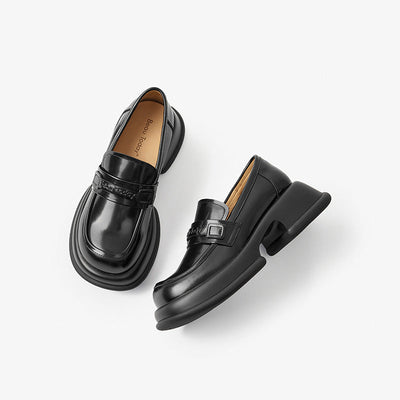 BeauToday Leather Loafers for Women with Brand Logo Strap BEAU TODAY