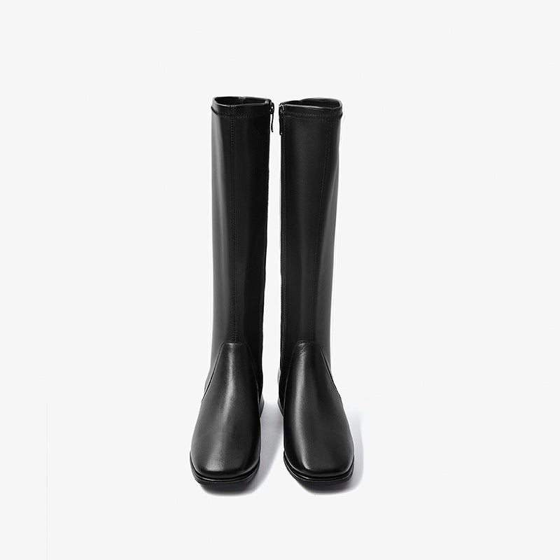 BeauToday Leather Long Boots for Women with Square Toe BEAU TODAY