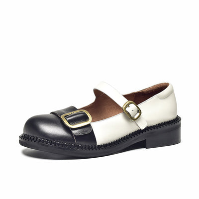 BeauToday Leather Mary Janes for Women with Multi-buckle BEAU TODAY