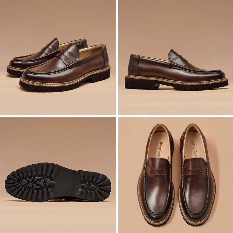 BeauToday Leather Penny Loafers for Men BEAU TODAY