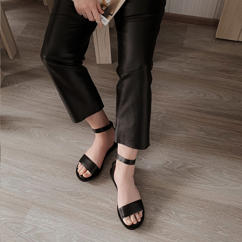 BEAU TODAY Flat Sandals For Women,Leather Platform Sandals