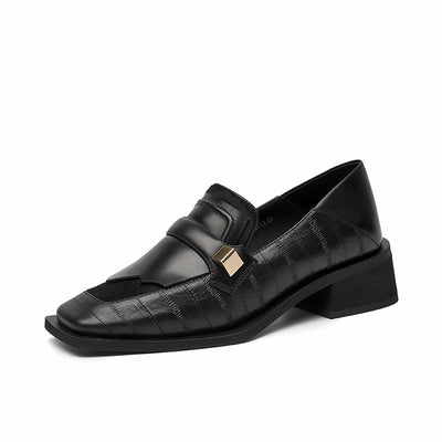 BeauToday Patchwork Leather Loafers for Women BEAU TODAY
