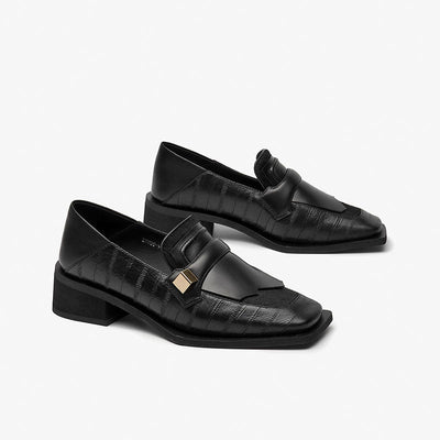 BeauToday Patchwork Leather Loafers for Women BEAU TODAY