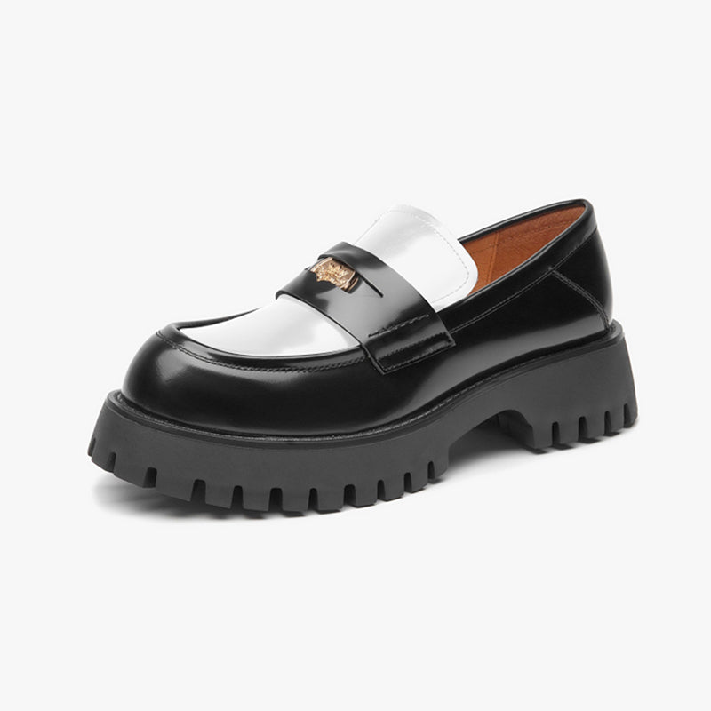 BeauToday Platform Cow Leather Penny Loafers for Women BEAU TODAY