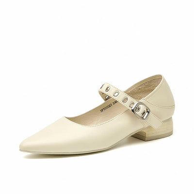 BeauToday Pointed Toe Leather Mary Janes for Women BEAU TODAY