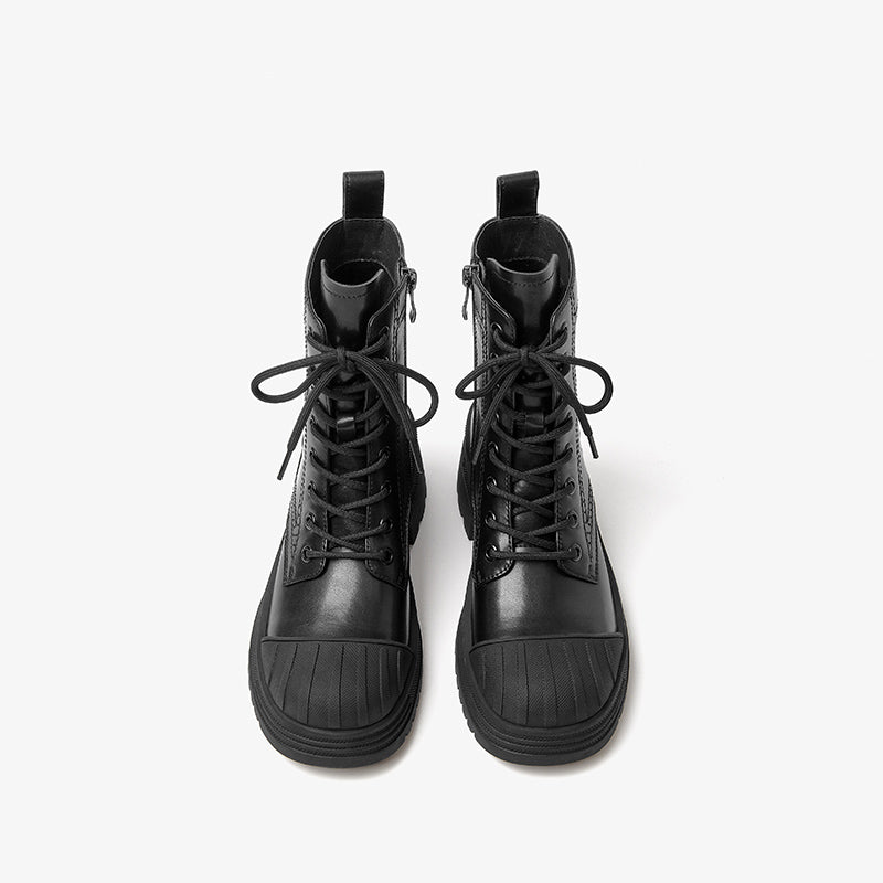 Boot Shell Head BeauToday Premium Cow Leather Shell Head Lace Up Ankle Boot for Women ...