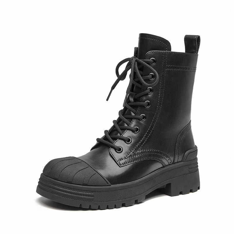 Boot Shell Head BeauToday Premium Cow Leather Shell Head Lace Up Ankle Boot for Women ...