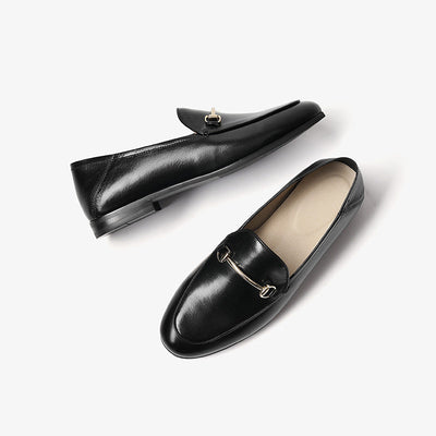 BeauToday Retro Handmade Leather Slip-on Loafers for Women BEAU TODAY