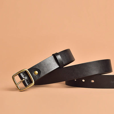 BeauToday Square Buckle Leather Belt for Women BEAU TODAY