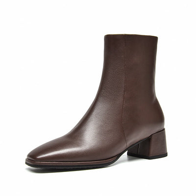 BeauToday Square Toe Ankle Boots for Women with Side Zipper BEAU TODAY