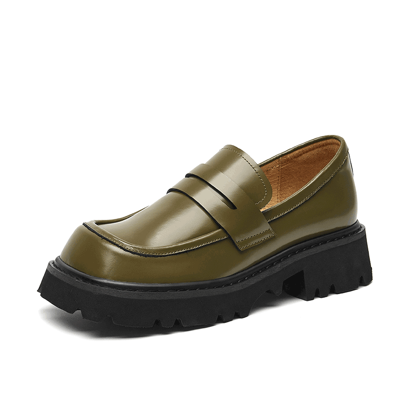 BeauToday Square Toe Classic Penny Loafers for Women BEAU TODAY