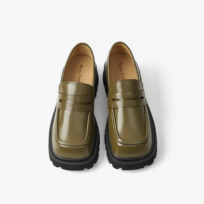 BeauToday Square Toe Classic Penny Loafers for Women BEAU TODAY