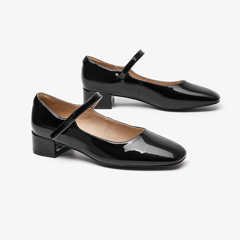 BeauToday Square Toe Narrow Strap Patent Mary Janes for Women BEAU TODAY