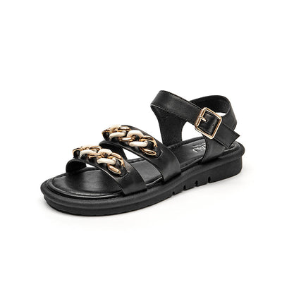 BeauToday Summer Solid Color Sandals for Women with Hardware Detail BEAU TODAY