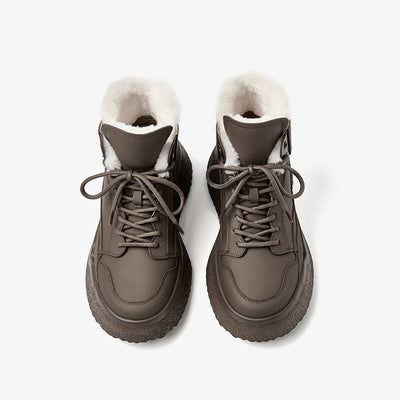 BeauToday Winter Warm Wool Platform Heel Ankle Boots for Women BEAU TODAY