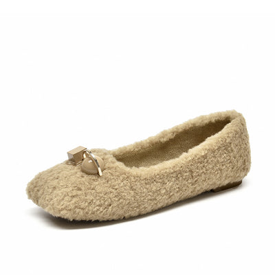 BeauToday Women Knitting Wool Flats with Sweet Bead Decoration for Autumn and Winter BEAU TODAY