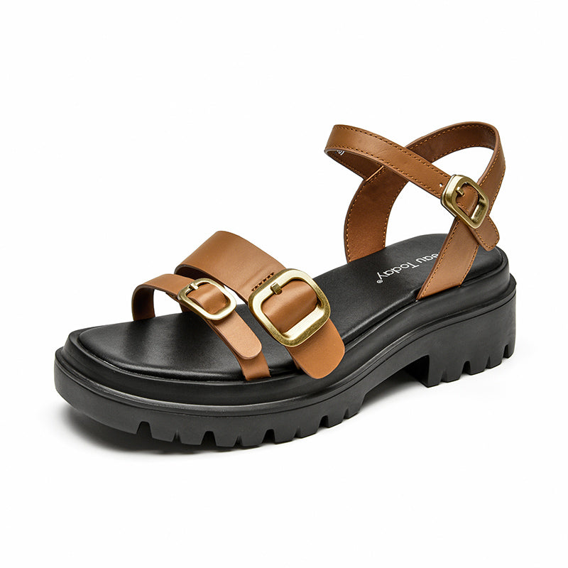 BeauToday Women Metal Buckle Chunky Sandals BEAU TODAY