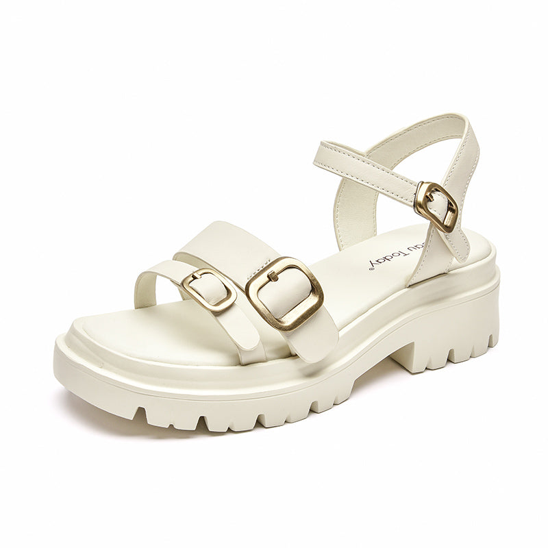 BeauToday Women Metal Buckle Chunky Sandals BEAU TODAY