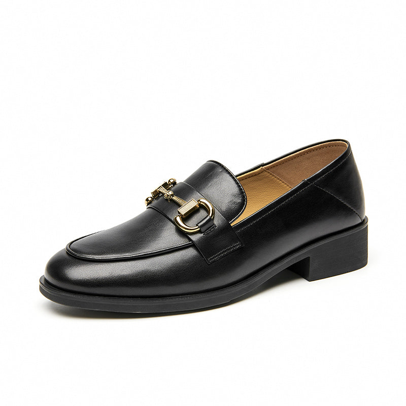BeauToday Women 's Calfskin Leather Classic Buckle Loafers BEAU TODAY