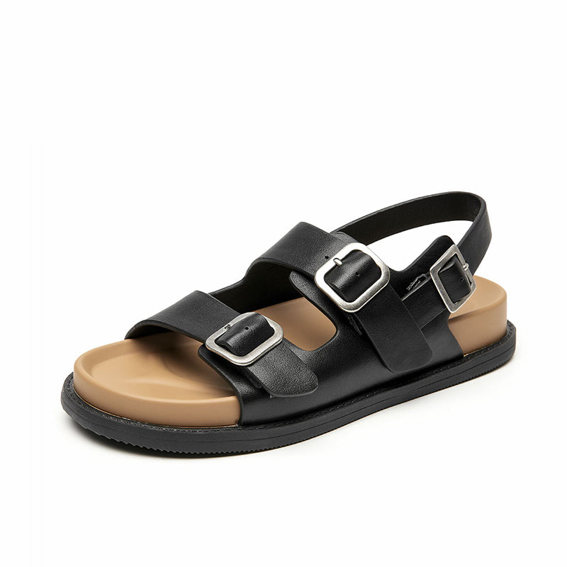 BeauToday Women's Leisure Leather Buckle Sandals with Arch Support for Summer BEAU TODAY