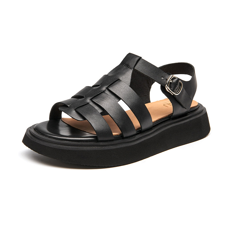 Beautoday Leisure Leather Open Toe Chunky Fisherman Sandals for Women